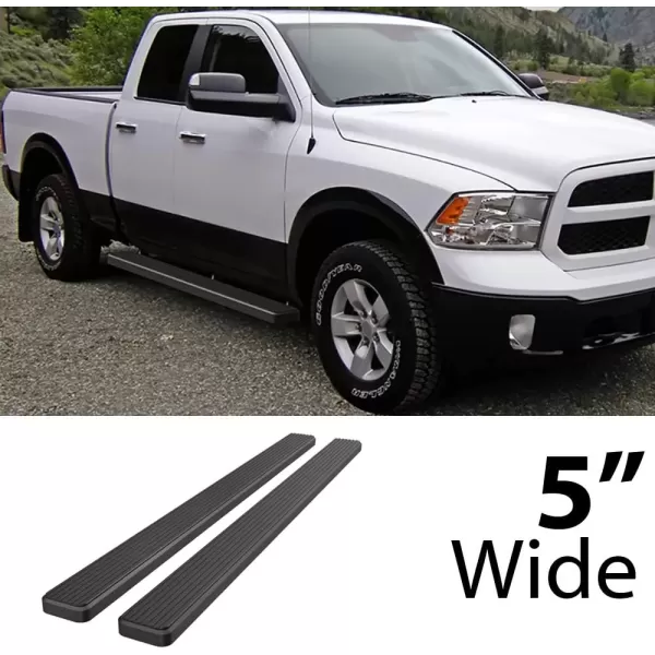 imageAPS Running Boards 6 inches Matte Black Compatible with Dodge Ram 1500 20092018 Quad Cab Stainless Steel Nerf Bars Side Steps Side BarsBlack