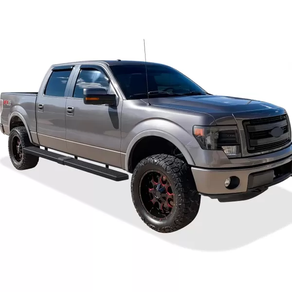 imageAPS Silver Running Board Style Running Boards Nerf Bars Side Steps Compatible with Ford F150 20092014 SuperCrew Cab Drilling RequiredAluminum Black