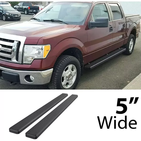 imageAPS Silver Running Board Style Running Boards Nerf Bars Side Steps Compatible with Ford F150 20092014 SuperCrew Cab Drilling RequiredAluminum Black