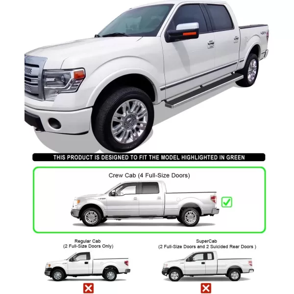 imageAPS Silver Running Board Style Running Boards Nerf Bars Side Steps Compatible with Ford F150 20092014 SuperCrew Cab Drilling RequiredAluminum Silver