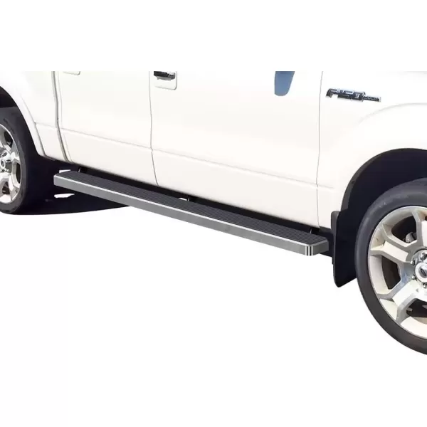 imageAPS Silver Running Board Style Running Boards Nerf Bars Side Steps Compatible with Ford F150 20092014 SuperCrew Cab Drilling RequiredAluminum Silver