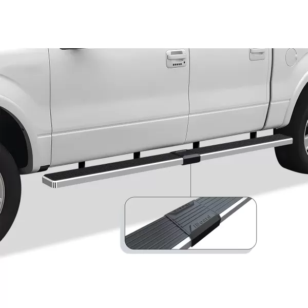 imageAPS Silver Running Board Style Running Boards Nerf Bars Side Steps Compatible with Ford F150 20092014 SuperCrew Cab Drilling RequiredAluminum Silver