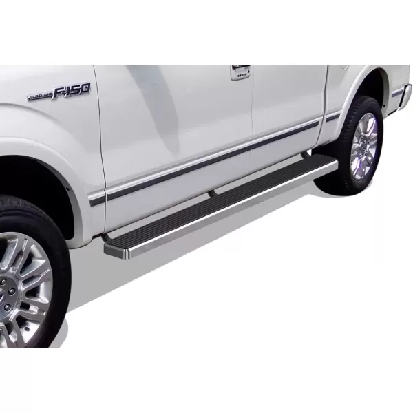 imageAPS Silver Running Board Style Running Boards Nerf Bars Side Steps Compatible with Ford F150 20092014 SuperCrew Cab Drilling RequiredAluminum Silver