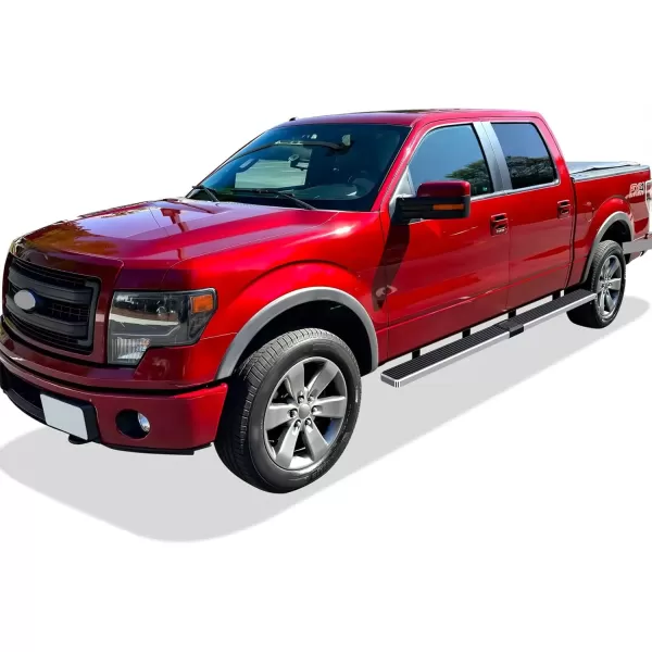 imageAPS Silver Running Board Style Running Boards Nerf Bars Side Steps Compatible with Ford F150 20092014 SuperCrew Cab Drilling RequiredAluminum Silver