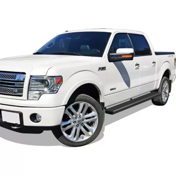 imageAPS Silver Running Board Style Running Boards Nerf Bars Side Steps Compatible with Ford F150 20092014 SuperCrew Cab Drilling RequiredStainless Steel Black