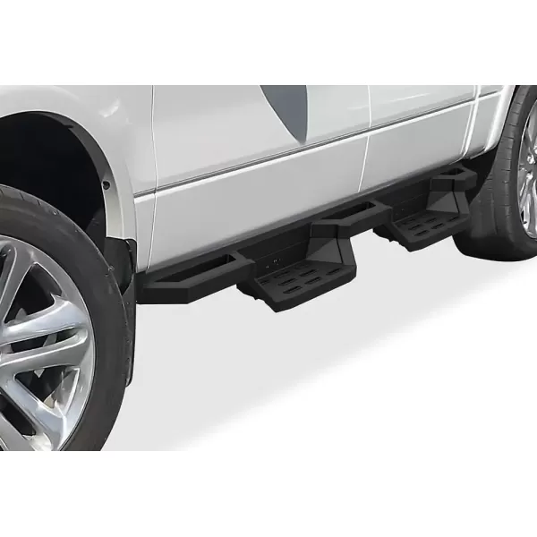 imageAPS Stainless Steel 65in Nerf Bars Pocket Steps Square Tube Rocker Guards Compatible with Ford F150 SuperCrew Cab 0914