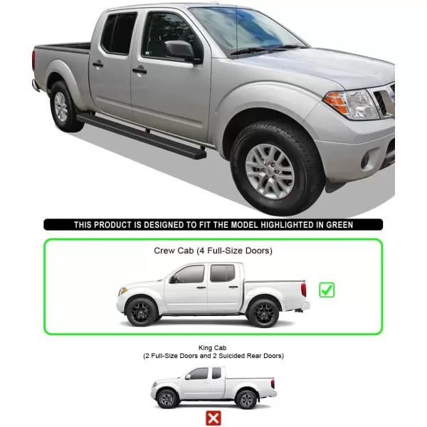 imageAPS 5in WheeltoWheel Black Nerf Bars Compatible with Nissan Frontier Crew Cab 6ft Bed 0525