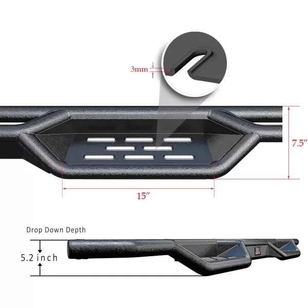 imageAPS Black 6 Inches Tubular Drop Down Style Nerf Bars Running Boards Compatible with Nissan Frontier 20052024 Crew CabBlack