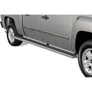 imageAPS Running Boards Nerf Bars Side Steps Compatible with Chevy Silverado GMC Sierra 1500 20012013 Crew Cab ampamp 2500 3500 20012014 Exclude CK Classic Stainless Steel Black Powder Coated 6inAluminum Silver