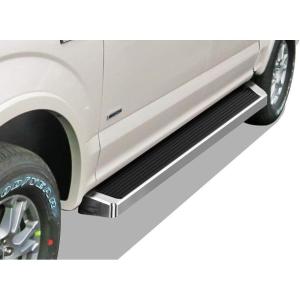 imageAPS Running Boards Side Steps Compatible with Ford F150 20152025 SuperCrew Cab ampamp F150 Lightning 20222025 ampamp F250 F350 Super Duty 20172025 Crew Cab Stainless Steel Black Powder Coated 5inAluminum Silver