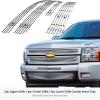 imageAPS Compatible with Chevy Silverado 1500 20072013 Main Upper Top Bumper Lower Bumper Stainless Steel SS Chrome Billet Front Grill Grille Insert Combo C61133AChrome