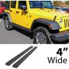 imageAPS Stainless Steel Black Powder Coated 5 inches Running Boards Nerf Bars Side Steps Compatible with Jeep Wrangler JK 20072018 4Door Factory sidesteps or Rock Rails Have to be RemovedAluminum Black