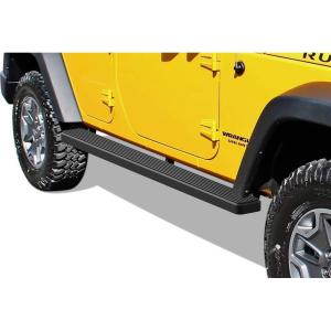 imageAPS Running Boards 6 inches Matte Black Compatible with Jeep Wrangler JK 20072018 4Door Factory sidesteps or Rock Rails Have to be Removed Stainless Steel Side Steps Side BarsBlack
