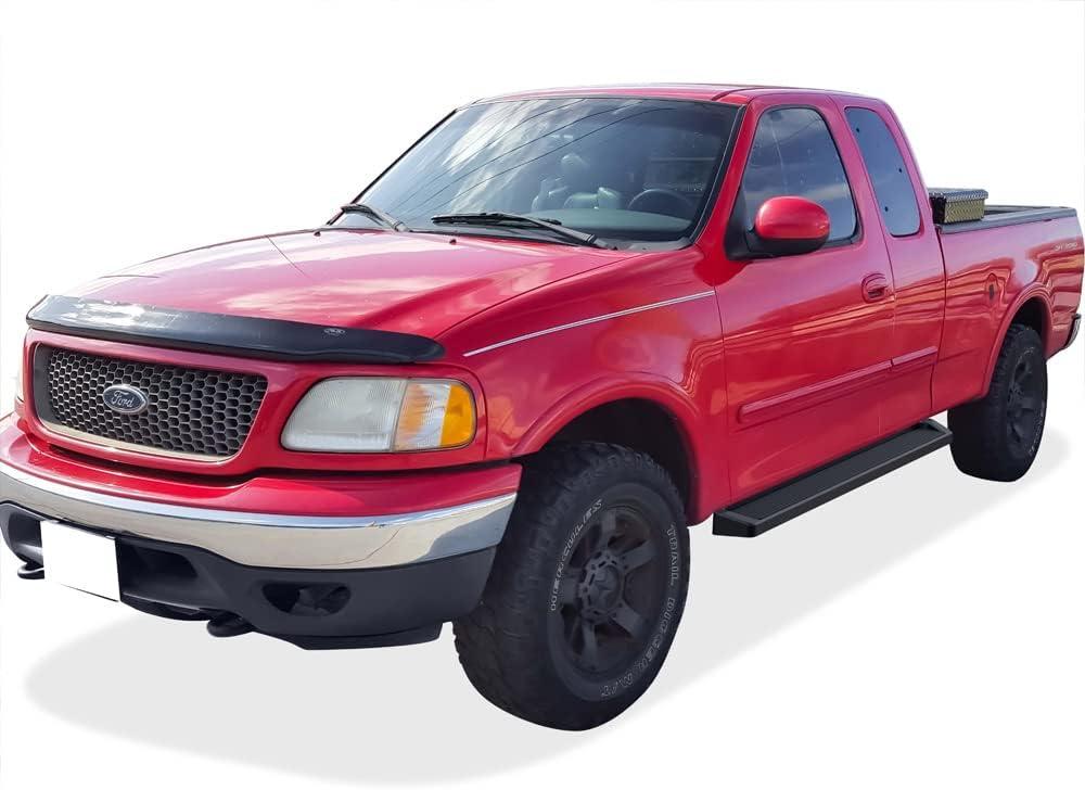 imageAPS Running Boards 5inch Black Compatible with Ford F150 19992003 Super Cab 4Door Include 04 Heritage ampamp F250LD 19992003 3Door Light Duty ONLY Stainless Steel Nerf Bars Side Steps Side BarsAluminum Black