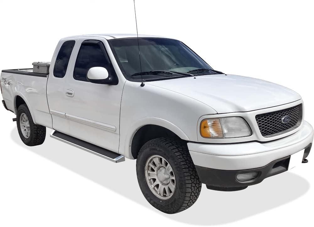 imageAPS Running Boards 5inch Black Compatible with Ford F150 19992003 Super Cab 4Door Include 04 Heritage ampamp F250LD 19992003 3Door Light Duty ONLY Stainless Steel Nerf Bars Side Steps Side BarsAluminum Silver
