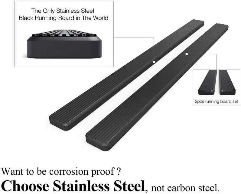 imageAPS Running Boards 5inch Black Compatible with Ford F150 19992003 Super Cab 4Door Include 04 Heritage ampamp F250LD 19992003 3Door Light Duty ONLY Stainless Steel Nerf Bars Side Steps Side BarsStainless Steel Black