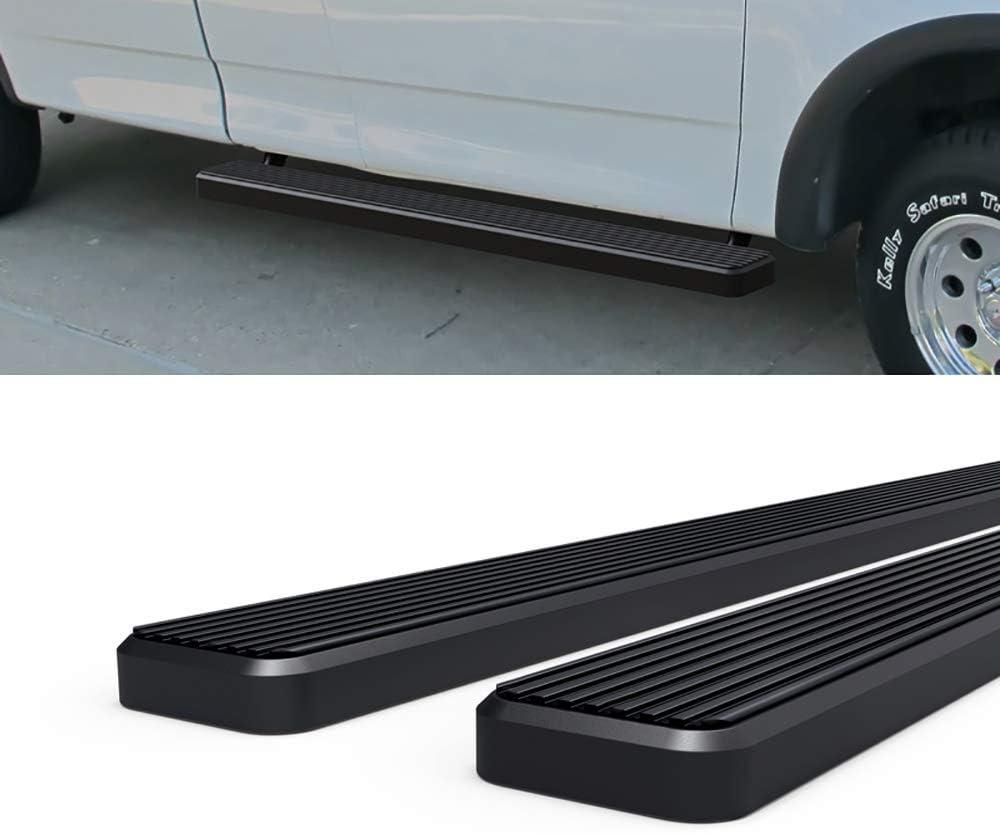 imageAPS Running Boards 5inch Black Compatible with Ford F150 19992003 Super Cab 4Door Include 04 Heritage ampamp F250LD 19992003 3Door Light Duty ONLY Stainless Steel Nerf Bars Side Steps Side BarsAluminum Black