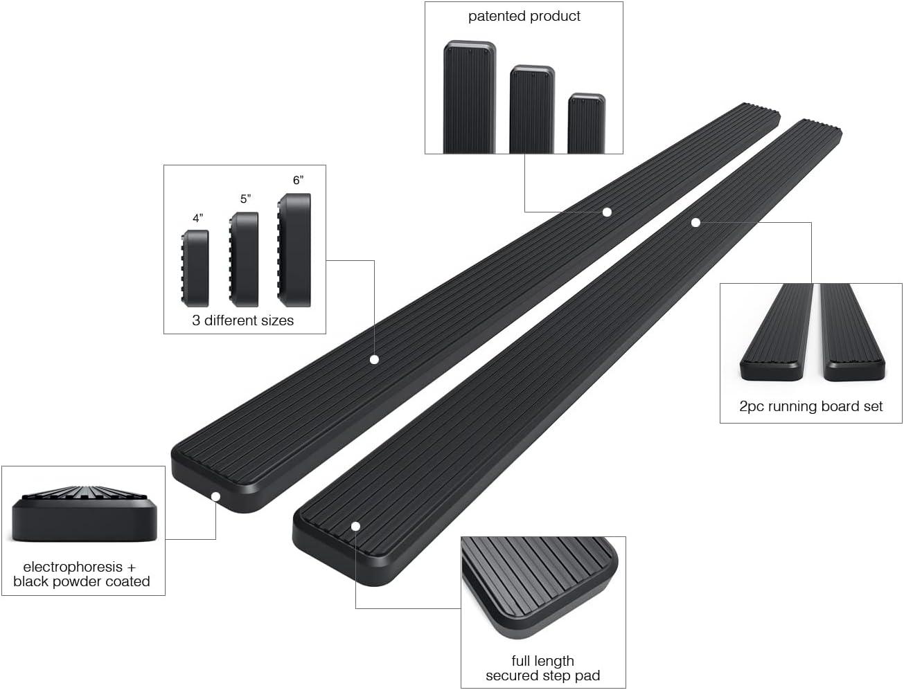 imageAPS Running Boards 5inch Black Compatible with Ford F150 19992003 Super Cab 4Door Include 04 Heritage ampamp F250LD 19992003 3Door Light Duty ONLY Stainless Steel Nerf Bars Side Steps Side BarsAluminum Black