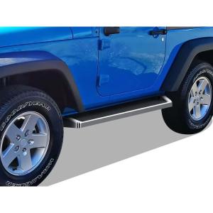 imageAPS Running Boards Nerf Bars Side Steps Step Bars Compatible with Jeep Wrangler JK 20072018 2Door Factory Sidesteps or Rock Rails Have to Be Removed Stainless Steel Black Powder Coated 6inAluminum Silver