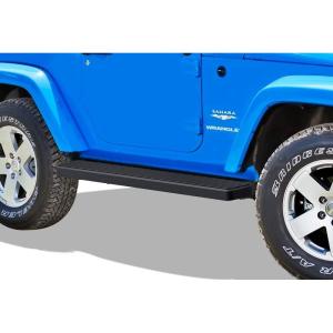 imageAPS Running Boards Nerf Bars Side Steps Step Bars Compatible with Jeep Wrangler JK 20072018 2Door Factory Sidesteps or Rock Rails Have to Be Removed Stainless Steel Black Powder Coated 6inStainless Steel Black