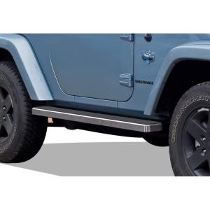 imageAPS Running Boards Nerf Bars Side Steps Step Bars Compatible with Jeep Wrangler JK 20072018 2Door Factory Sidesteps or Rock Rails Have to Be Removed Stainless Steel Black Powder Coated 6inStainless Steel Polished