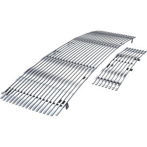 imageAPS Premium 304 Stainless Steel Chrome Horizontal Billet Grille Grill Insert Combo Compatible with Ford F150 2009 2010 2011 2012 2013 2014 Main Upper Lower Bumper N19S41668F