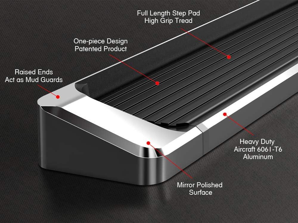 imageAPS 6in 304 Stainless Steel Polished Flat Style Running Boards Side Bars Side Steps Compatible with Chevy Silverado GMC Sierra 1500 2500 19992006 Extended Cab ampamp 2500 HD 3500 ampamp 07 Classic 0106Aluminum Silver