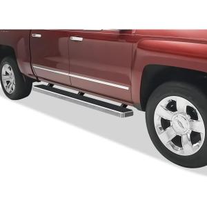 imageAPS 6in 304 Stainless Steel Polished Flat Style Running Boards Side Bars Side Steps Compatible with Chevy Silverado GMC Sierra 1500 2500 3500 20012006 Crew Cab ampamp Classic 07Silver
