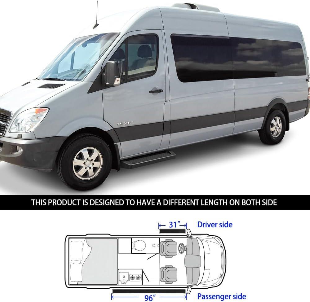 imageAPS Premium Running Boards 6in Black Compatible with Dodge MercedesBenz Sprinter 1025