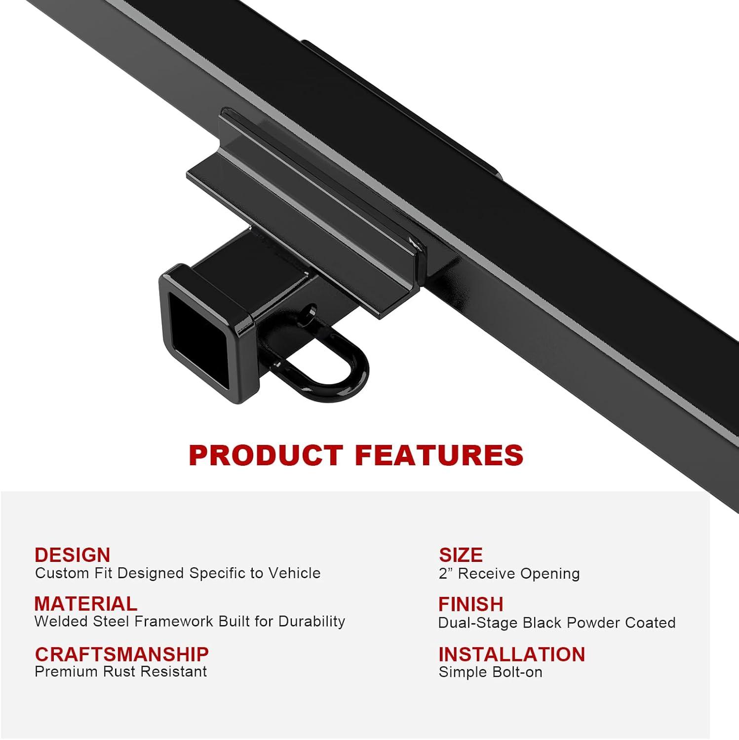 imageAPS Rear Trailer Hitch 2 inch Towing Hitch Receiver Class 3 Hitch Cover Included Compatible with Dodge Dakota 19872004