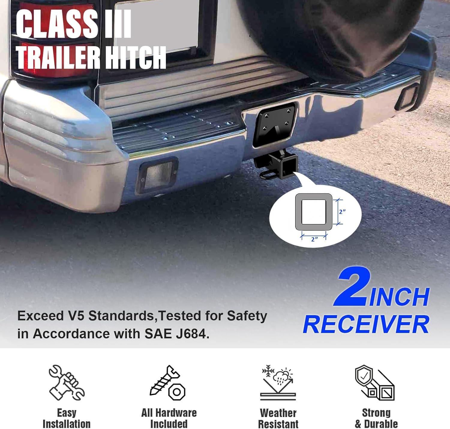 imageAPS Rear Trailer Hitch 2 inch Towing Hitch Receiver Class 3 Hitch Cover Included Compatible with Mitsubishi Montero 19922000