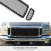 imageAPS Compatible with Ford Excursion 20002004 ampamp 9904 F250 F350 F450 F550 SD Main Upper Stainless Steel Black Mesh Rivet Studs Front Grill Grille Insert FL5086HBlack