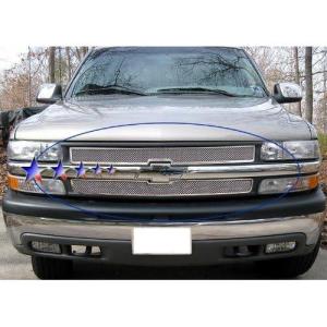 imageAPS Compatible with Chevy Silverado 1500 2500 3500 19992000 ampamp Suburban Tahoe 0006 Main Upper Stainless Steel Chrome Mesh Front Grill Grille Insert C75701TChrome