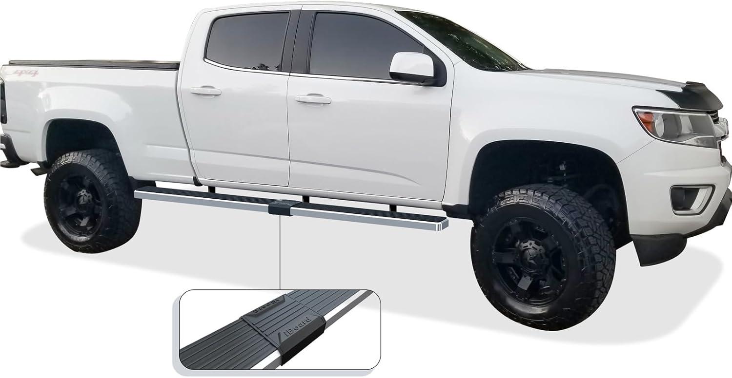 imageAPS 5in WheeltoWheel 304 Stainless Steel Nerf Bars Compatible with Colorado Canyon Crew Cab 6ft Bed 1525
