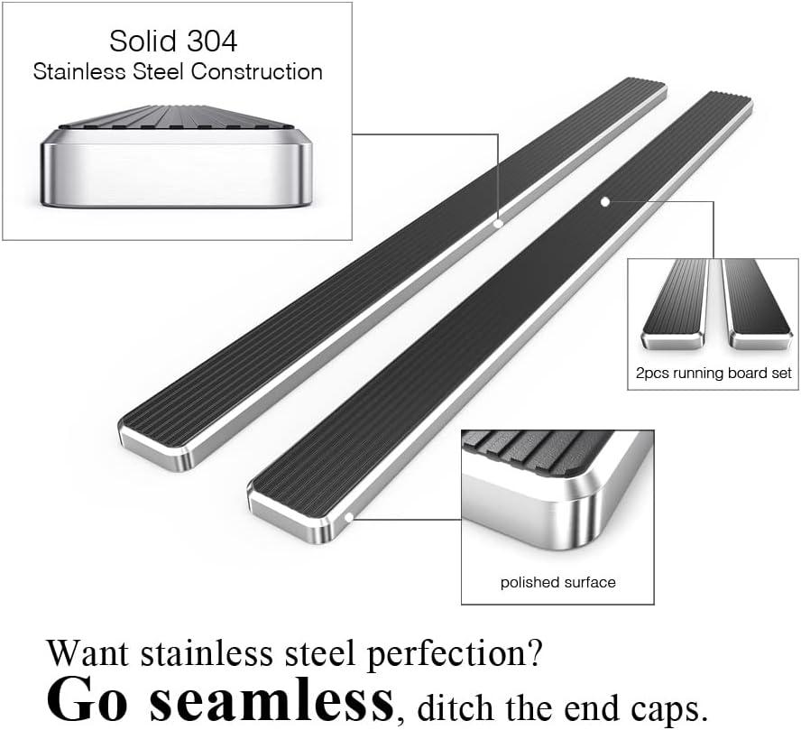 imageAPS 6in WheeltoWheel 304 Stainless Steel Nerf Bars Compatible with Colorado Canyon Crew Cab 5ft Bed 1525