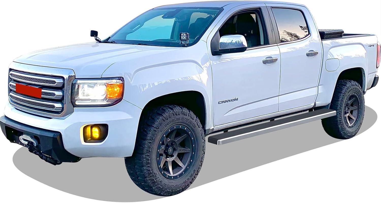imageAPS 6in WheeltoWheel 304 Stainless Steel Nerf Bars Compatible with Colorado Canyon Crew Cab 5ft Bed 1525