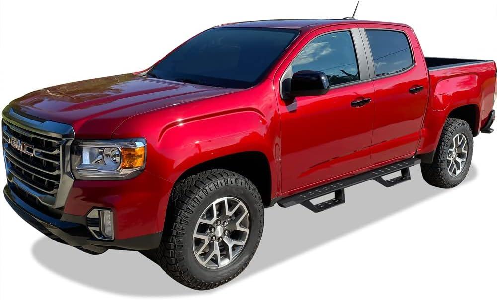 imageAPS Black Overland Slider Tubular Drop Steps Style Nerf Bars Running Boards Compatible with Chevy Colorado GMC Canyon 20152024 Crew Cab