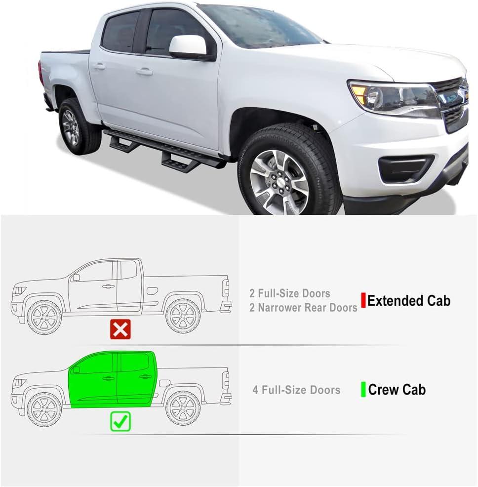 imageAPS Black Overland Slider Tubular Drop Steps Style Nerf Bars Running Boards Compatible with Chevy Colorado GMC Canyon 20152024 Crew Cab