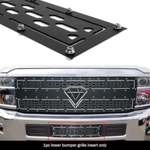 image:imageAPS Compatible with Chevy Silverado 2500 HD 3500 HD 20152019 Lower Bumper Stainless Steel Black Mesh Rivet Studs Front Grill Grille Insert CL6319HBlack with Silver Background