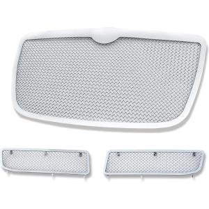 image:imageAPS Compatible with Chrysler 300 20052010 Main Upper Lower Bumper Stainless Steel Black Mesh Front Grill Grille Insert Combo R77677HChrome