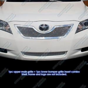 image:imageAPS Compatible with Toyota Camry 20072009 Main Upper Lower Bumper Stainless Steel Chrome Mesh Front Grill Grille Insert Combo T77840T