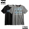 imageBillabong Mens 2 Pack Short Sleeve Lounge Crew Tee Graphic Lounge Wear CrewneckBlackDk Heather Grey