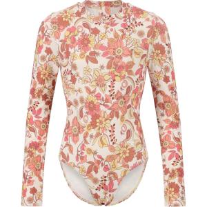 imageBillabong Girls Long Sleeve Onesie Rashguard Swimsuit with UPF 50 Sun Protection Quick Drying Bathing SuitWhitecap Wildflower