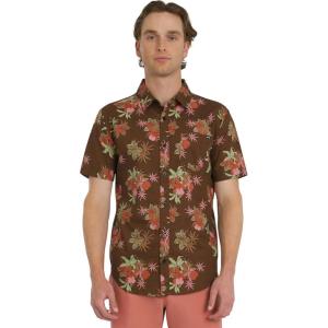 imageBillabong Mens Printed Short Sleeve Woven Button Down ShirtBrown