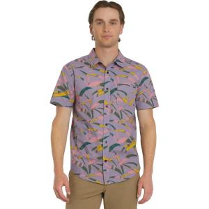 imageBillabong Mens Printed Short Sleeve Woven Button Down ShirtGrey Violet