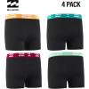 imageBillabong Boys Underwear 4 Pack Boxer Briefs for Boys 618 Durable Stretch Breathable Moisture WickingBlack With Colored Band