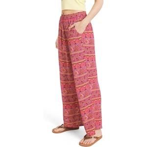 image:imageBillabong Womens Premium Quality Rayon High Waisted Wide Leg Beach PantsBerry Pink
