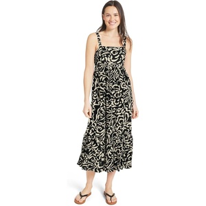 image:imageBillabong Womens Relaxed Fit Casual Smocked Top Maxi DressBlack Pebble
