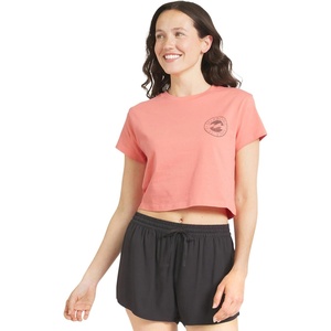 image:imageBillabong Womens Relaxed Fit Premium Soft Cotton Tee Short Sleeve Graphic Cropped TShirtPeach