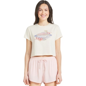 image:imageBillabong Womens Relaxed Fit Premium Soft Cotton Tee Short Sleeve Graphic Cropped TShirtWhite Cap